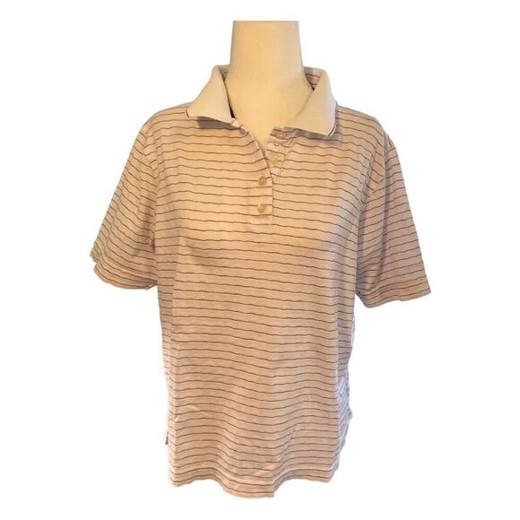 Callaway Golf Collection Polo Shirt White Red Ventilated Striped Knit Short Slee - Picture 1 of 10